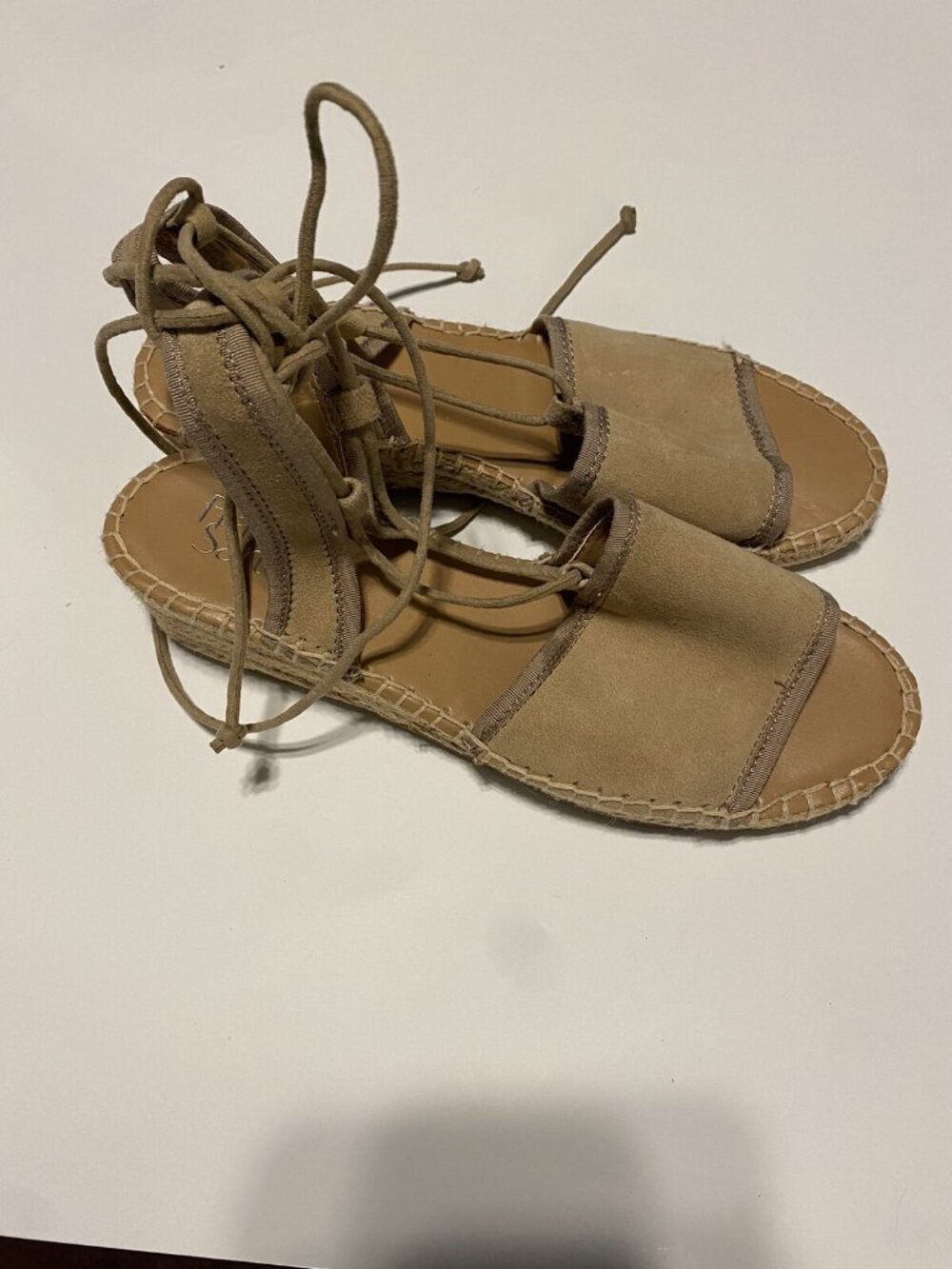 Franco Sarto 8 M Espadrilles Brown Suede Upper Wedge Sandals Boho Beach